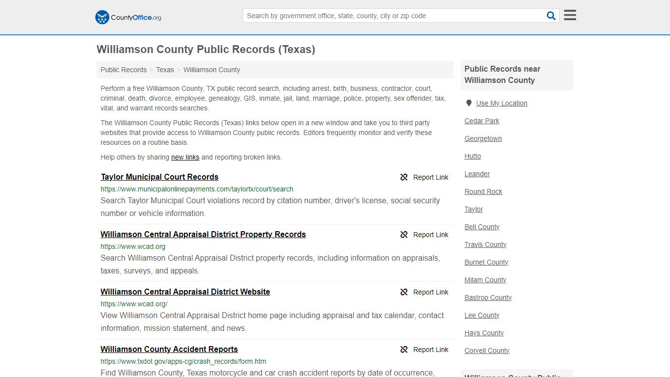 Public Records - Williamson County, TX (Business, Criminal, GIS ...